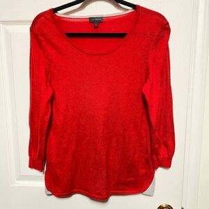 The Limited Womens 3/4 Sleeve Fine Gauge Knit Wool Pullover Sweater Red Sz L